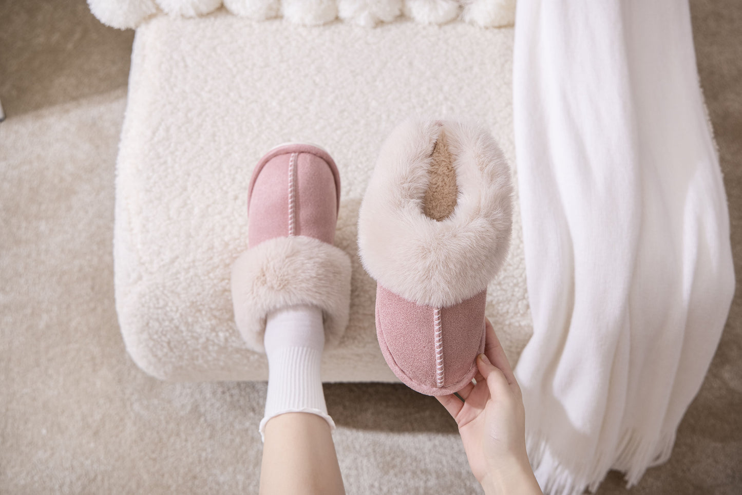 Winter Comfy Fluffy Fur Home Indoor and Outdoor Slipper Slider