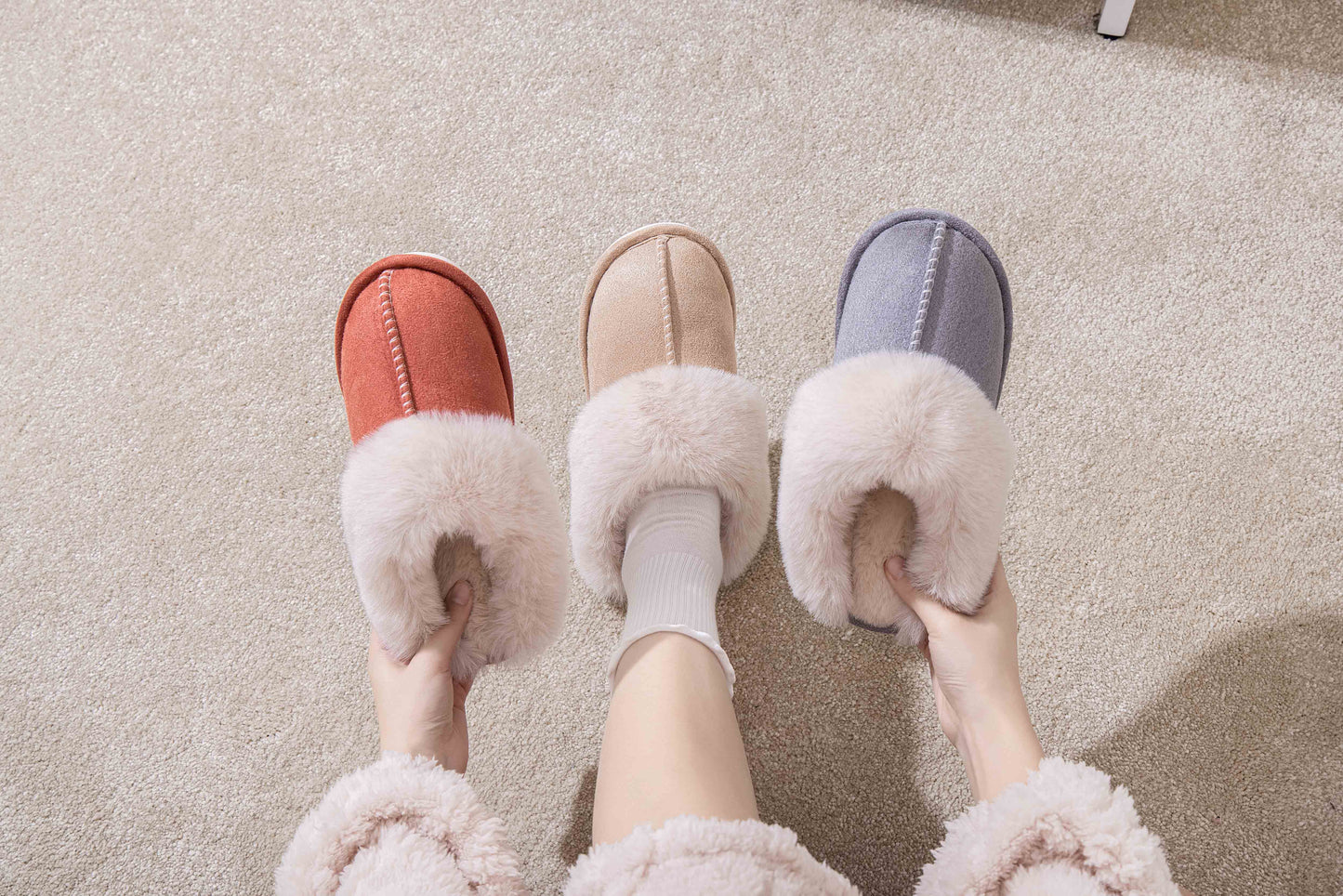 Winter Comfy Fluffy Fur Home Indoor and Outdoor Slipper Slider