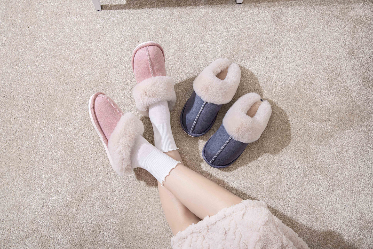 Winter Comfy Fluffy Fur Home Indoor and Outdoor Slipper Slider