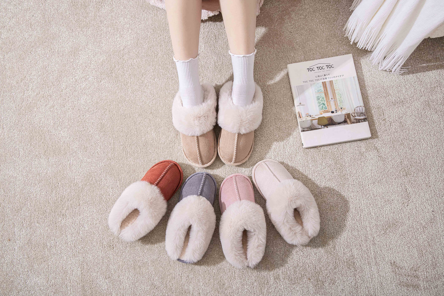 Winter Comfy Fluffy Fur Home Indoor and Outdoor Slipper Slider