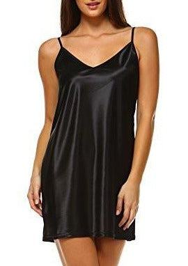 V Neck Basic Satin Full Slip with Adjustable Straps - Shop Lev