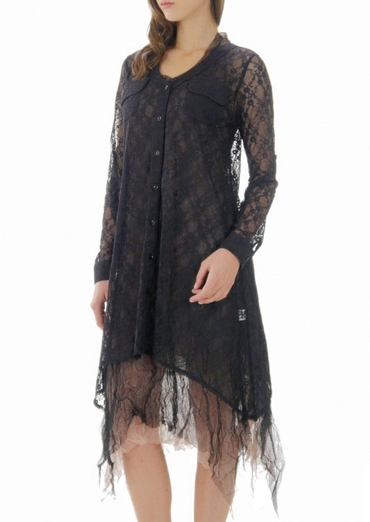 Lace A line see-through shirt Tunic - Shop Lev