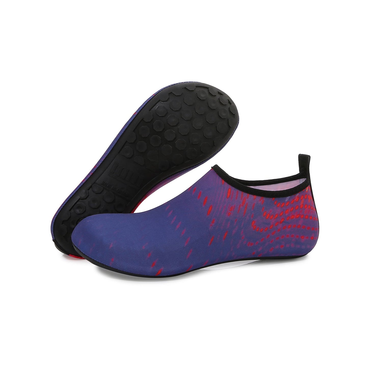 Men and Women a Slip On Barefoot Quick-Dry Beach Aqua Yoga Water Shoes (Meteor/Purple Red)