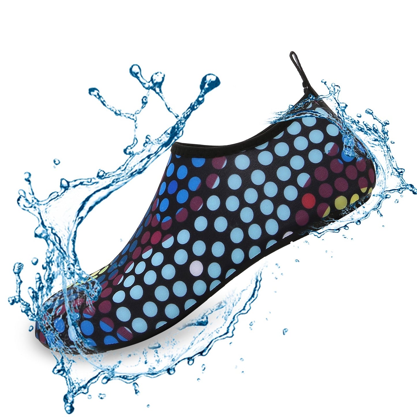 Men and Women a Slip On Barefoot Quick-Dry Beach Aqua Yoga Water Shoes (Multi Dot/Black)