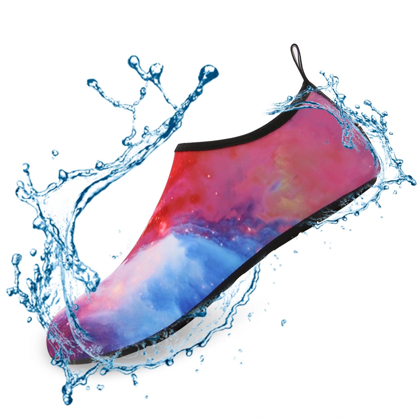 Men and Women a Slip On Barefoot Quick-Dry Beach Aqua Yoga Water Shoes (Nebula/Red)