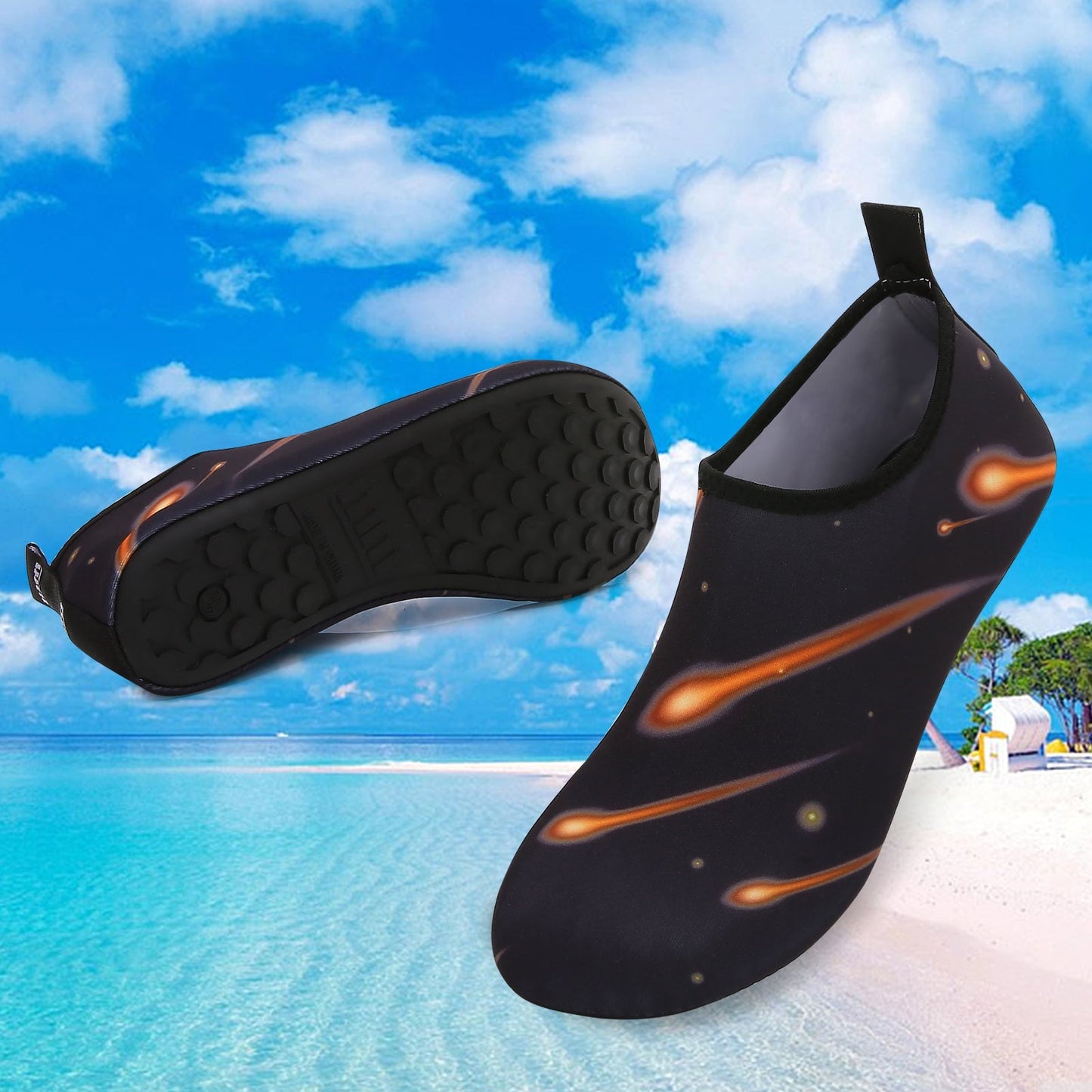 Men and Women a Slip On Barefoot Quick-Dry Beach Aqua Yoga Water Shoes (Shooting Star/Black)