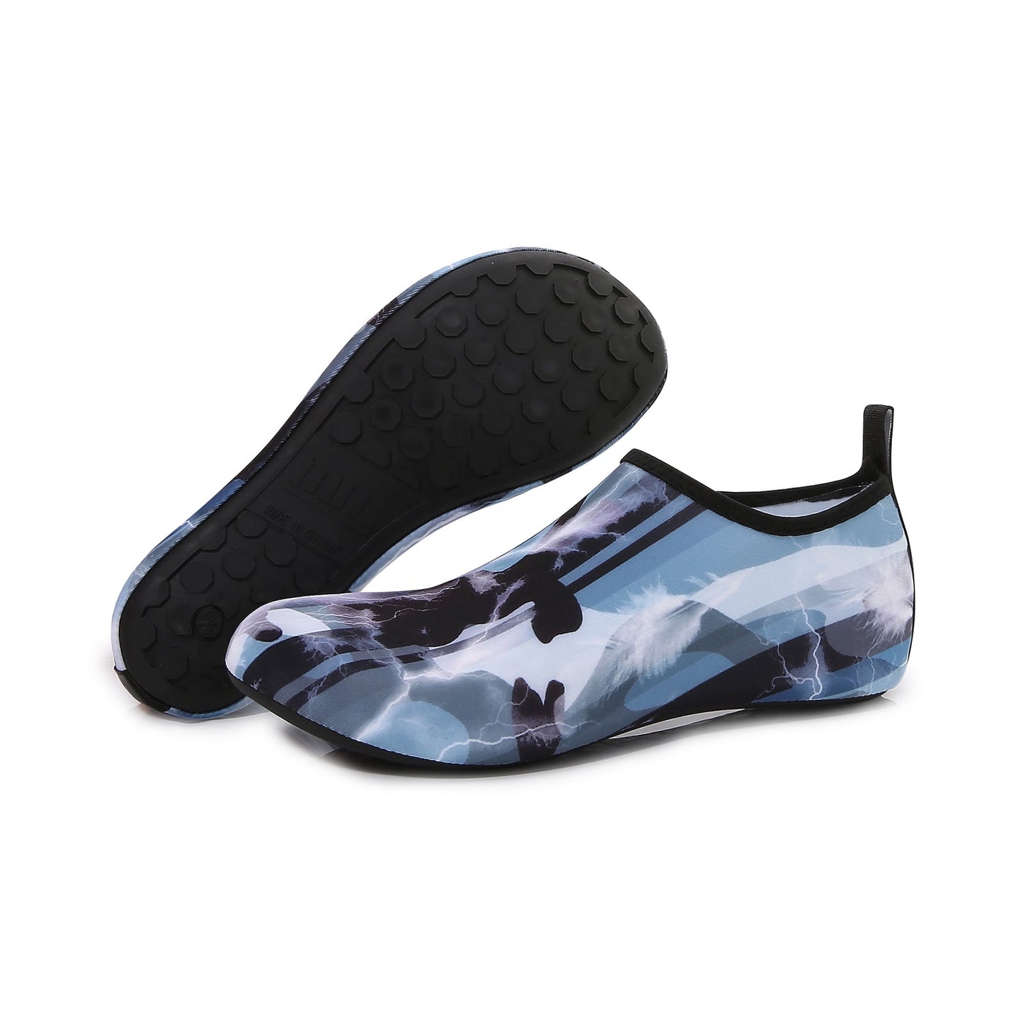 Men and Women a Slip On Barefoot Quick-Dry Beach Aqua Yoga Water Shoes (Thunder/Black)